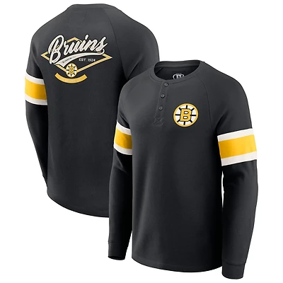 Darius Rucker Collection by Fanatics Boston Bruins Waffle-Knit Raglan Long Sleeve Henley T-Shirt