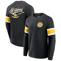 Darius Rucker Collection by Fanatics Boston Bruins Waffle-Knit Raglan Long Sleeve Henley T-Shirt