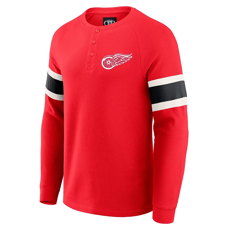 Darius Rucker Collection by Fanatics Detroit Wings Waffle-Knit Raglan Long Sleeve Henley T-Shirt