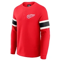 Darius Rucker Collection by Fanatics Detroit Wings Waffle-Knit Raglan Long Sleeve Henley T-Shirt