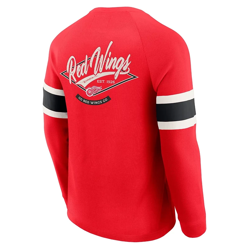 Darius Rucker Collection by Fanatics Detroit Wings Waffle-Knit Raglan Long Sleeve Henley T-Shirt
