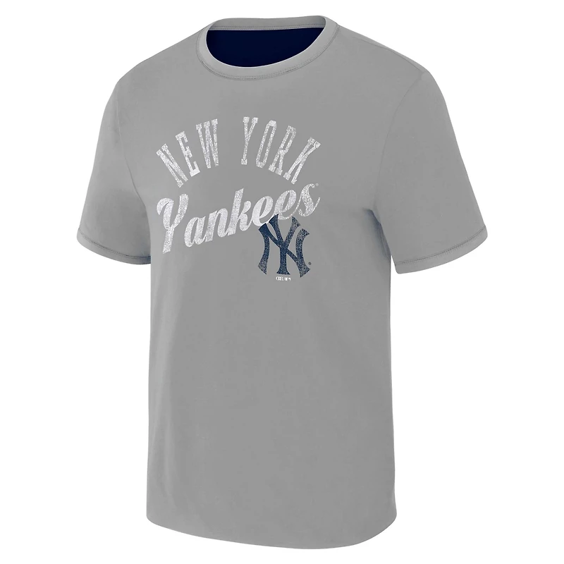 Darius Rucker Collection by Fanatics Gray New York Yankees Two-Way Ringer Reversible T-Shirt