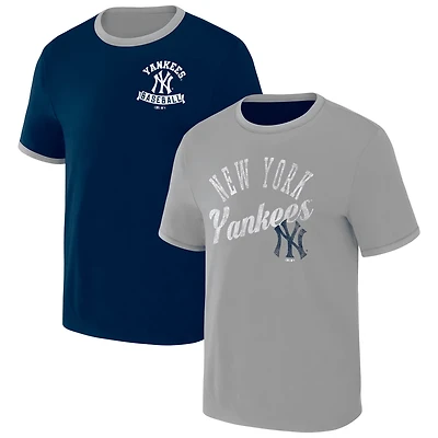 Darius Rucker Collection by Fanatics Gray New York Yankees Two-Way Ringer Reversible T-Shirt