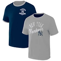 Darius Rucker Collection by Fanatics Gray New York Yankees Two-Way Ringer Reversible T-Shirt
