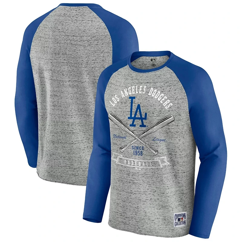 Darius Rucker Collection by Fanatics Los Angeles Dodgers Raw Edge Raglan Long Sleeve Baseball T-Shirt