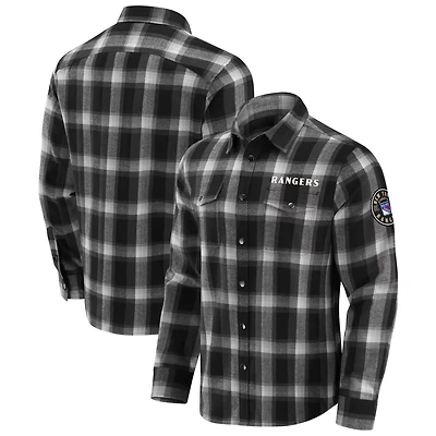 Darius Rucker Collection by Fanatics New York Rangers Flannel Plaid Full-Snap Shirt