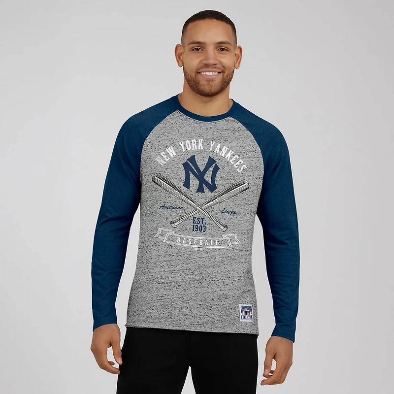 Darius Rucker Collection by Fanatics New York Yankees Raw Edge Raglan Long Sleeve Baseball T-Shirt