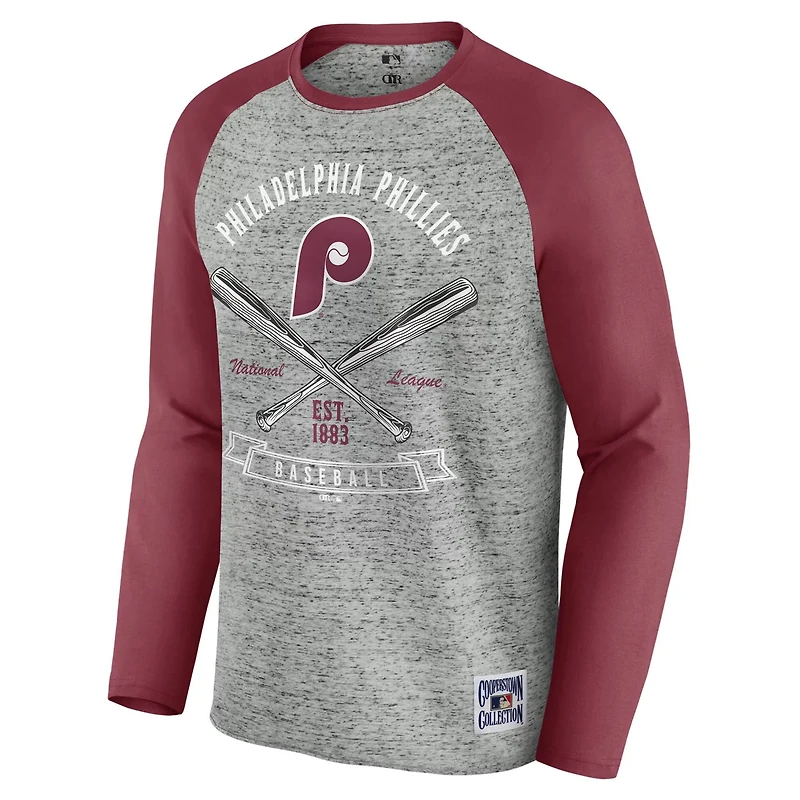 Darius Rucker Collection by Fanatics Philadelphia Phillies Raw Edge Raglan Long Sleeve Baseball T-Shirt