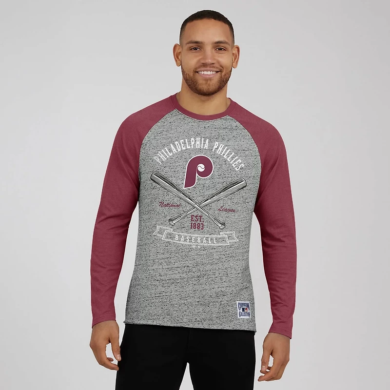 Darius Rucker Collection by Fanatics Philadelphia Phillies Raw Edge Raglan Long Sleeve Baseball T-Shirt