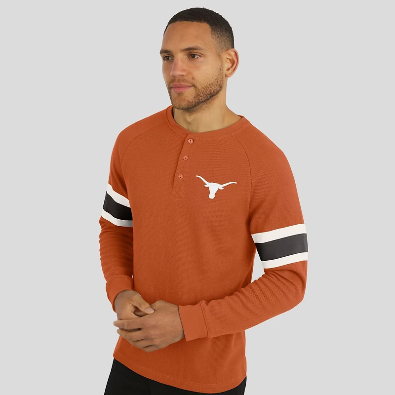 Darius Rucker Collection by Fanatics Texas Longhorns Waffle-Knit Raglan Long Sleeve Henley T-Shirt