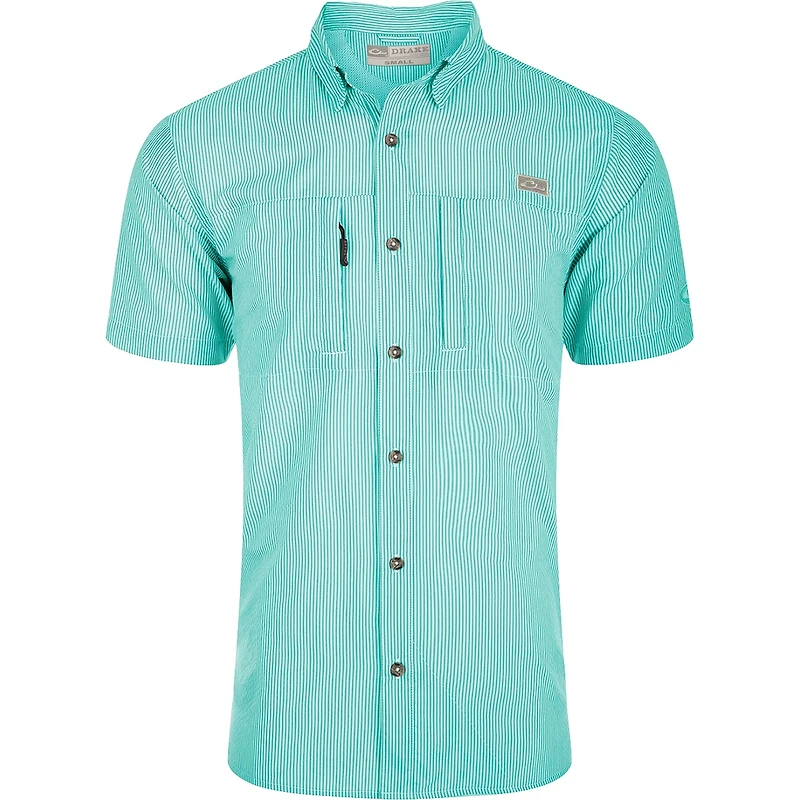 Drake Men's Seersucker Stripe Button-Up Short Sleeve Shirt
