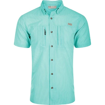 Drake Men's Seersucker Stripe Button-Up Short Sleeve Shirt