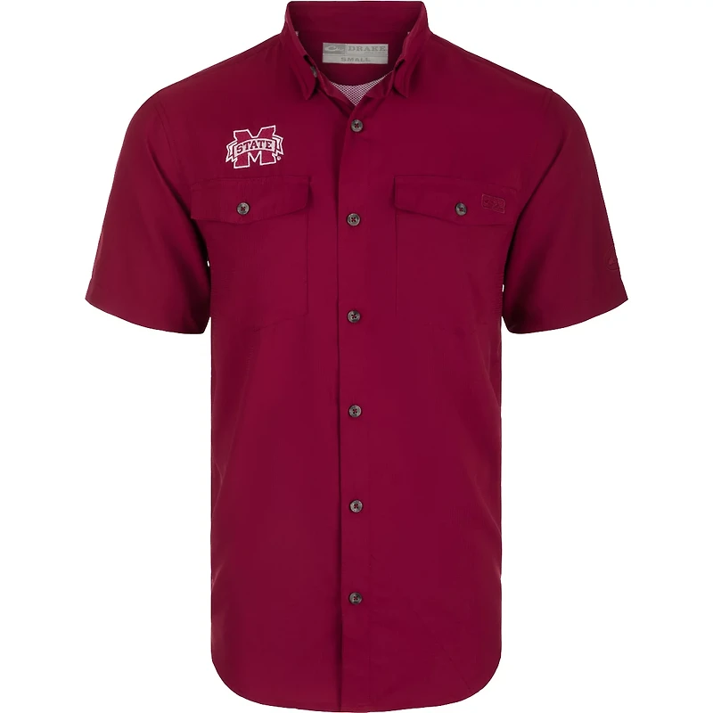 Drake Waterfowl Men's Mississippi State University Frat Dobby Solid Short Sleeve Shirt