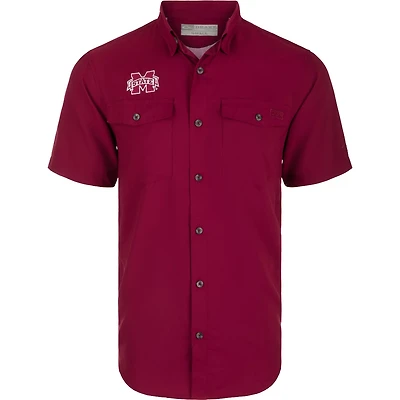 Drake Waterfowl Men's Mississippi State University Frat Dobby Solid Short Sleeve Shirt