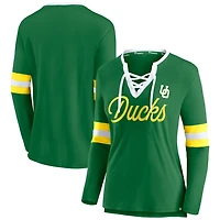 Fanatics Apple Oregon Ducks Block Party Script Lace-Up V-Neck Long Sleeve T-Shirt