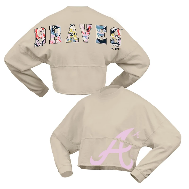 Fanatics Atlanta Braves Floral Preppy Cropped Long Sleeve T-Shirt
