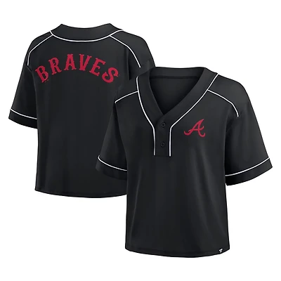Fanatics Atlanta Braves Oversized Champ Game Cropped V-Neck T-Shirt