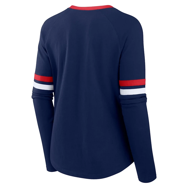 Fanatics Atlanta Braves Won  Done Raglan Lace-Up Long Sleeve T-Shirt