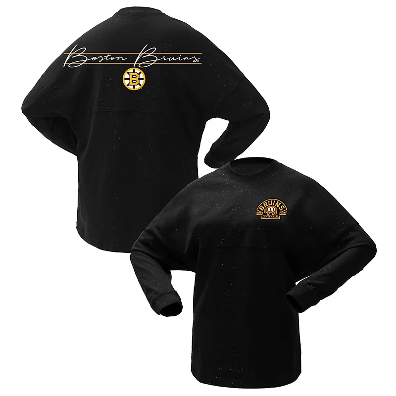 Fanatics Boston Bruins 100th Anniversary Sparkle Spirit Jersey T-Shirt