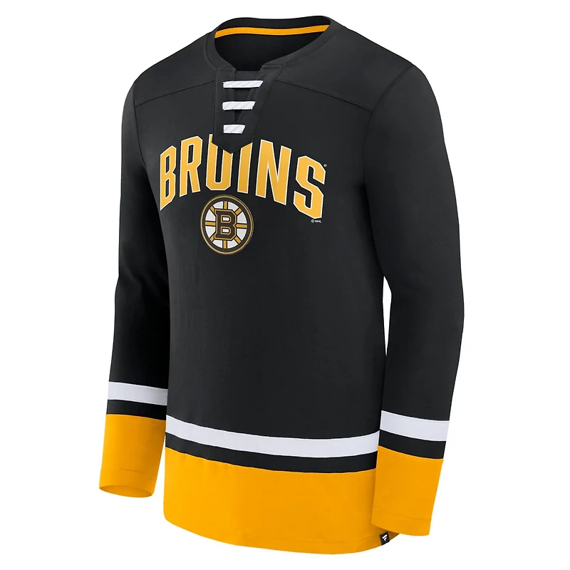 Fanatics Boston Bruins Back Pass Lace-Up Long Sleeve T-Shirt