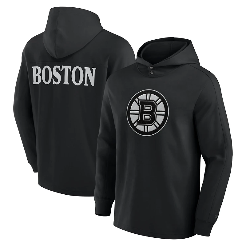 Fanatics Boston Bruins Elements Blaze Tri-Blend Long Sleeve Hoodie T-Shirt