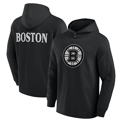 Fanatics Boston Bruins Elements Blaze Tri-Blend Long Sleeve Hoodie T-Shirt