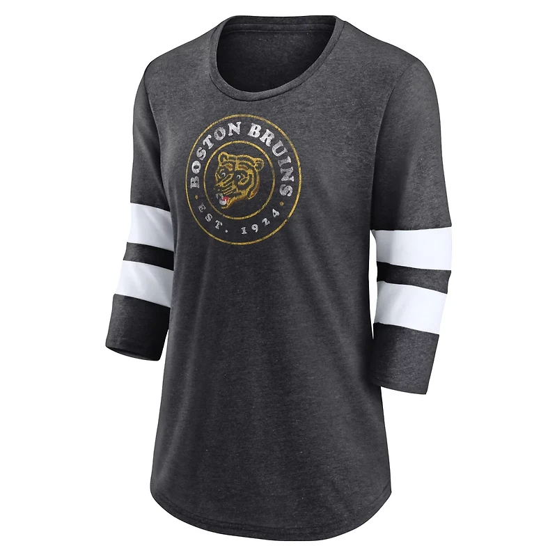Fanatics Boston Bruins One Timer Tri-Blend Scoop Neck 3 4-Sleeve T-Shirt
