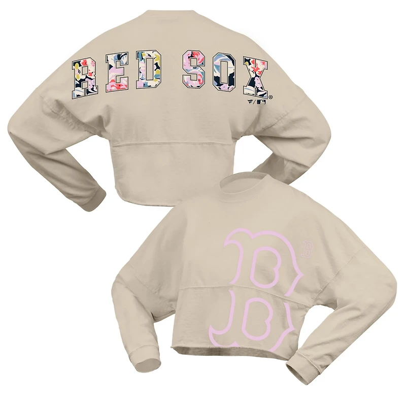 Fanatics Boston Red Sox Floral Preppy Cropped Long Sleeve T-Shirt