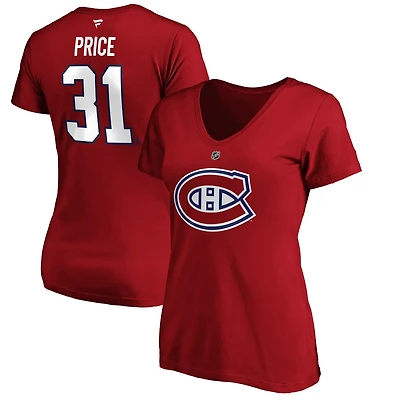 Fanatics Branded Carey Price Montreal Canadiens Authentic Stack Name Number V-Neck T-Shirt