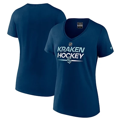 Fanatics Branded Deep Sea Seattle Kraken Authentic Pro V-Neck T-Shirt