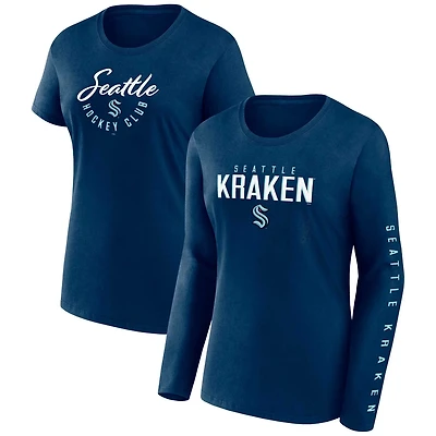 Fanatics Branded Deep Sea Seattle Kraken Long and Short Sleeve Two-Pack T-Shirt Set