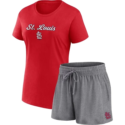 Fanatics Branded /Gray St Louis Cardinals Script T-Shirt  Shorts Combo Set