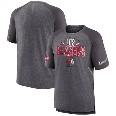 Fanatics Branded Heathered Gray Portland Trail Blazers 2022 Noches Ene-Be-A Core Shooting Raglan T-Shirt