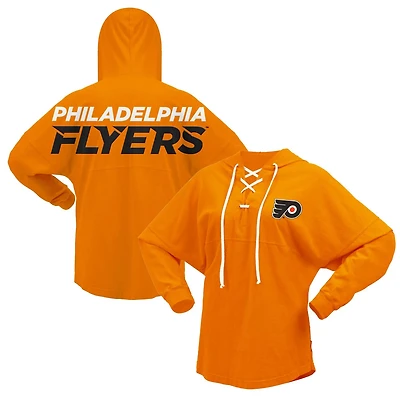 Fanatics Branded Philadelphia Flyers Jersey Lace-Up V-Neck Long Sleeve Hoodie T-Shirt