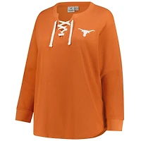 Fanatics Burnt Texas Longhorns Lace-Up Waffle Knit Plus Long Sleeve T-Shirt