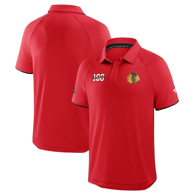 Fanatics Chicago Blackhawks Authentic Pro Rink Centennial Raglan Polo