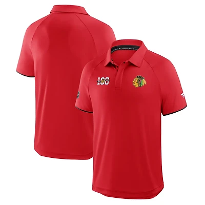 Fanatics Chicago Blackhawks Authentic Pro Rink Centennial Raglan Polo
