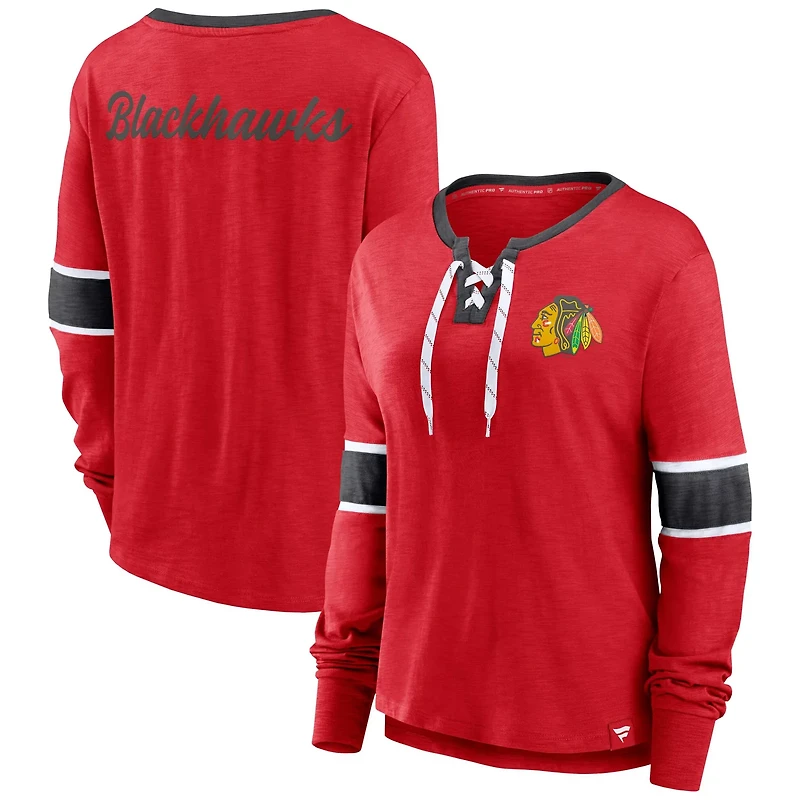 Fanatics Chicago Blackhawks Effervescent Exclusive Lace-Up Long Sleeve T-Shirt