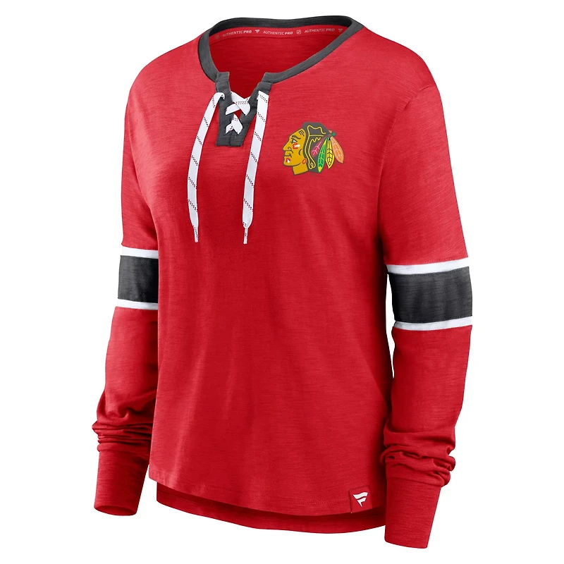 Fanatics Chicago Blackhawks Effervescent Exclusive Lace-Up Long Sleeve T-Shirt
