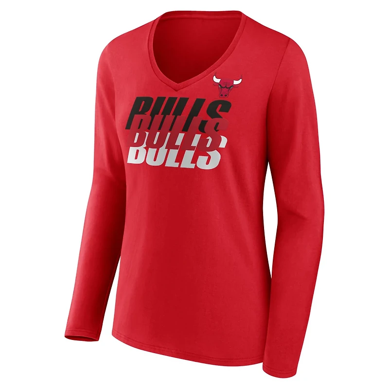 Fanatics Chicago Bulls Iconic Tumble Long Sleeve V-Neck T-Shirt