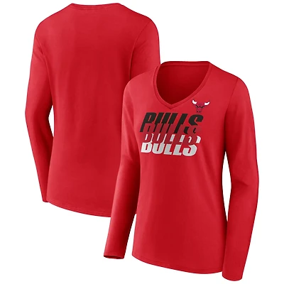 Fanatics Chicago Bulls Iconic Tumble Long Sleeve V-Neck T-Shirt