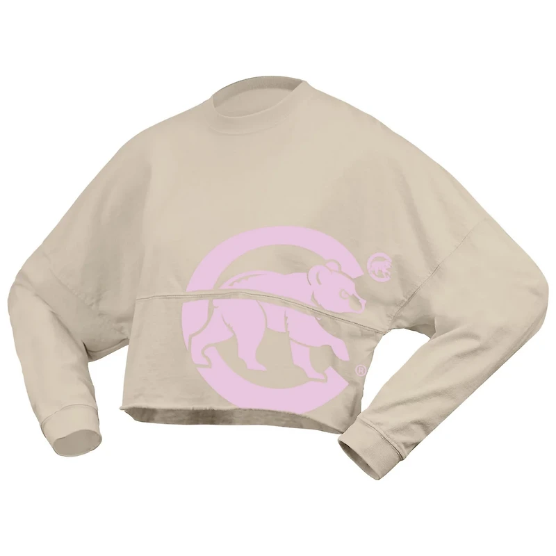 Fanatics Chicago Cubs Floral Preppy Cropped Long Sleeve T-Shirt