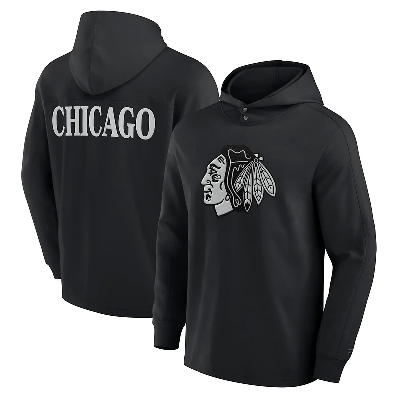 Fanatics Chicago hawks Elements Blaze Tri-Blend Long Sleeve Hoodie T-Shirt