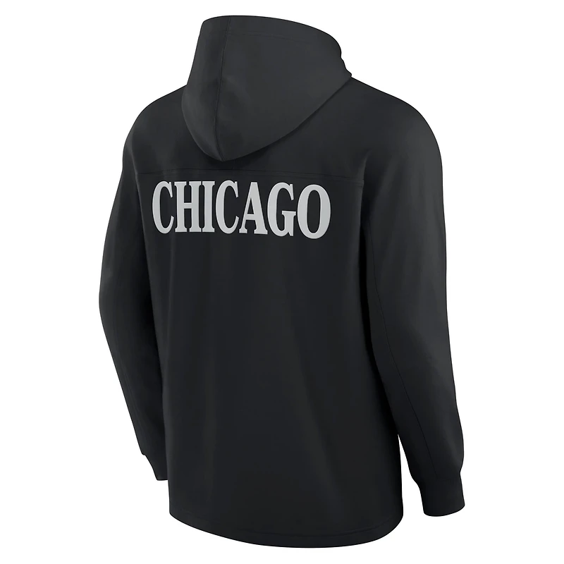 Fanatics Chicago hawks Elements Blaze Tri-Blend Long Sleeve Hoodie T-Shirt