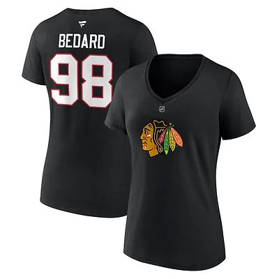 Fanatics Connor Bedard Chicago hawks 2023 NHL Draft Authentic Stack Player Name  Number V-Neck T-Shirt