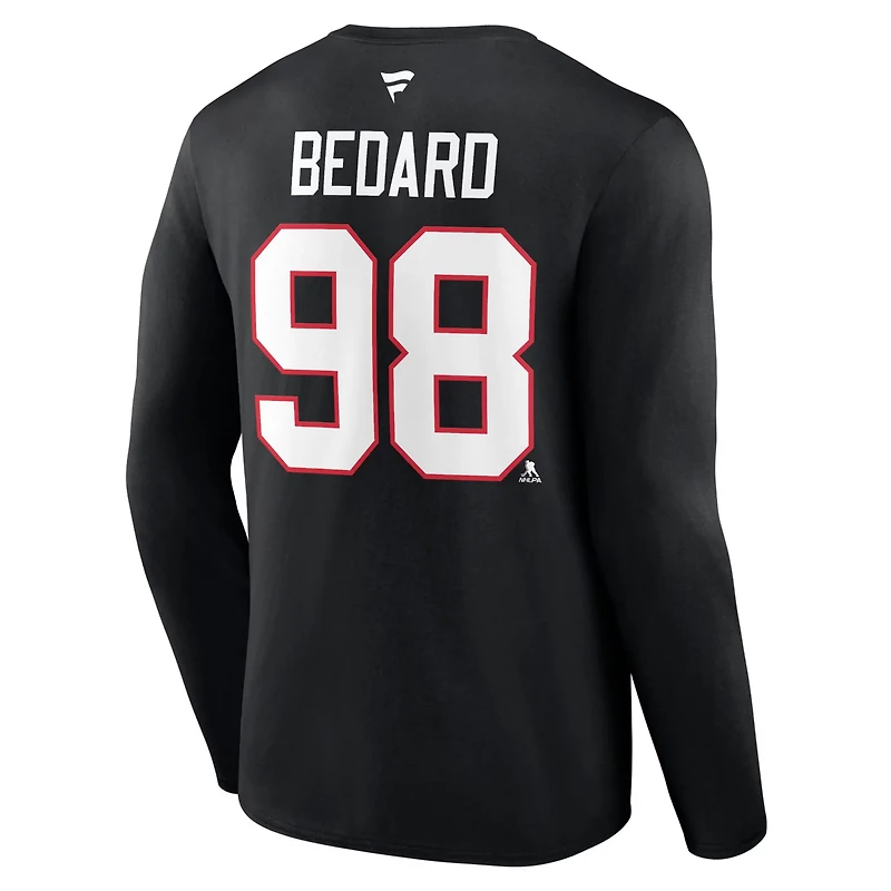 Fanatics Connor Bedard Chicago hawks Authentic Stack Name Number Long Sleeve T-Shirt