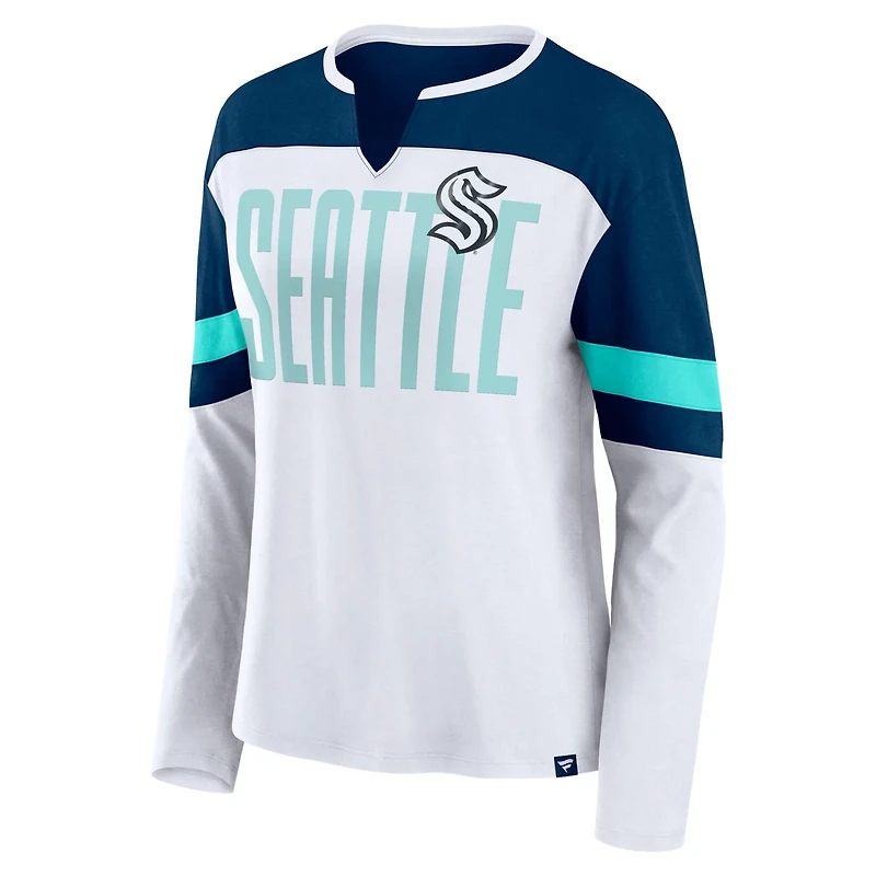 Fanatics Deep Sea Blue Seattle Kraken Frozen Long Sleeve Notch Neck T-Shirt