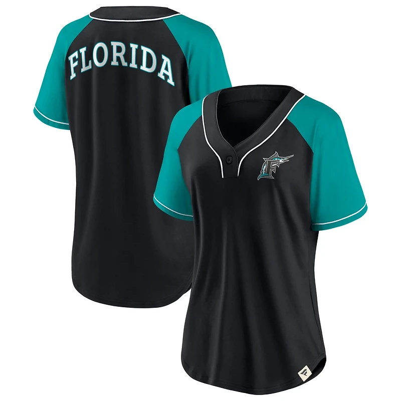 Fanatics Florida Marlins Cooperstown Collection Bunt Raglan V-Neck T-Shirt