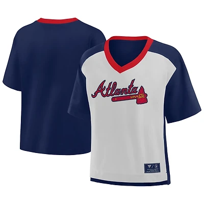 Fanatics Graphite Atlanta Braves Oversized Race To Win V-Neck T-Shirt