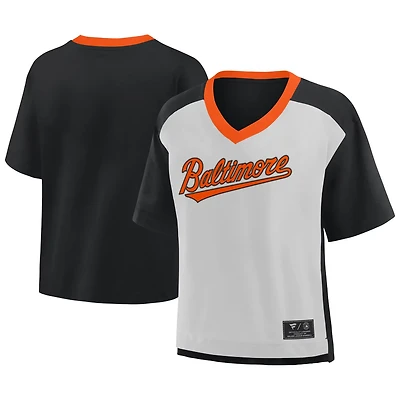 Fanatics Graphite Baltimore Orioles Oversized Race To Win V-Neck T-Shirt